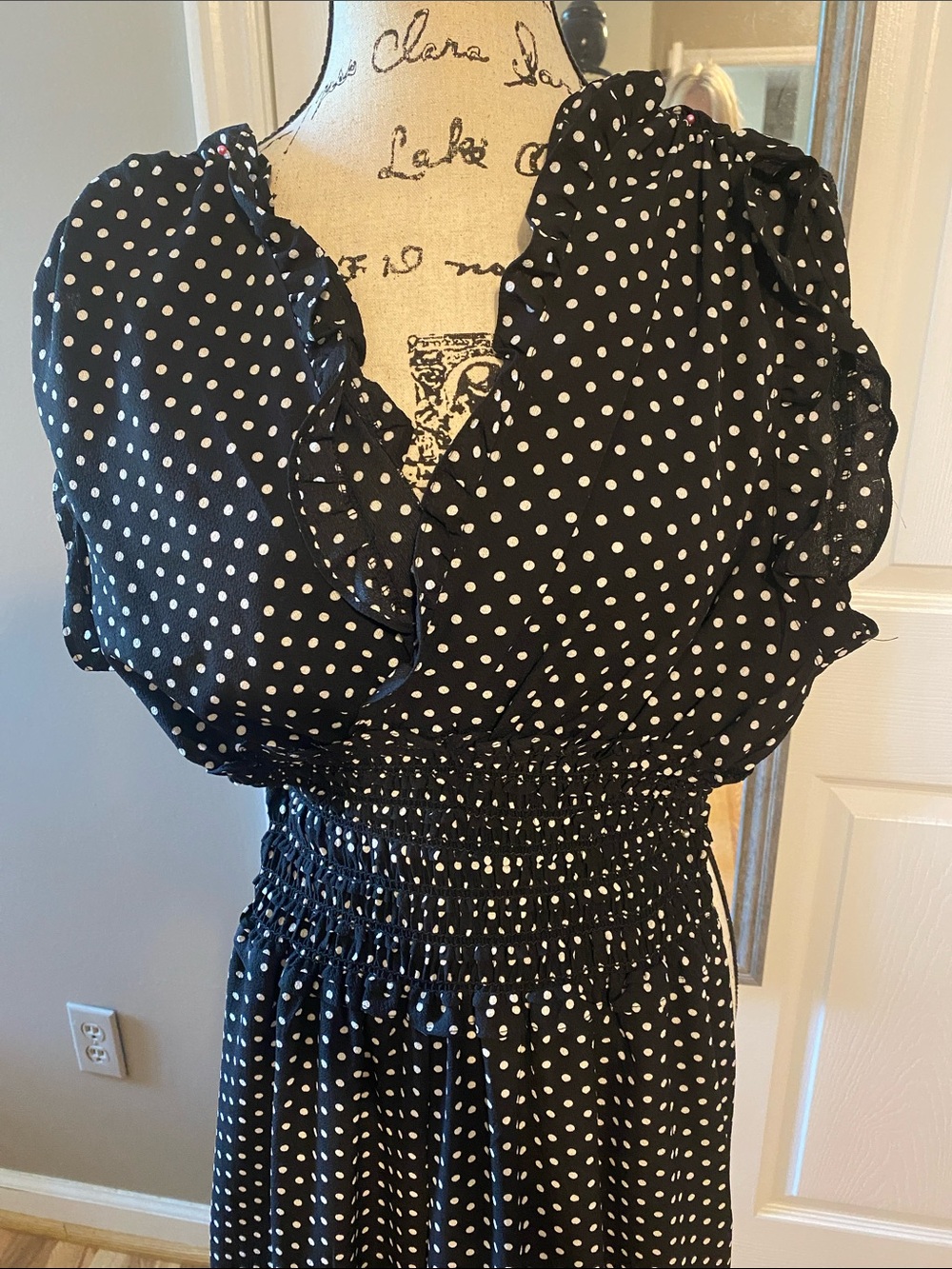 Max Studio Black jumpsuit with White Polka Dots NWT - Picture 3 of 4